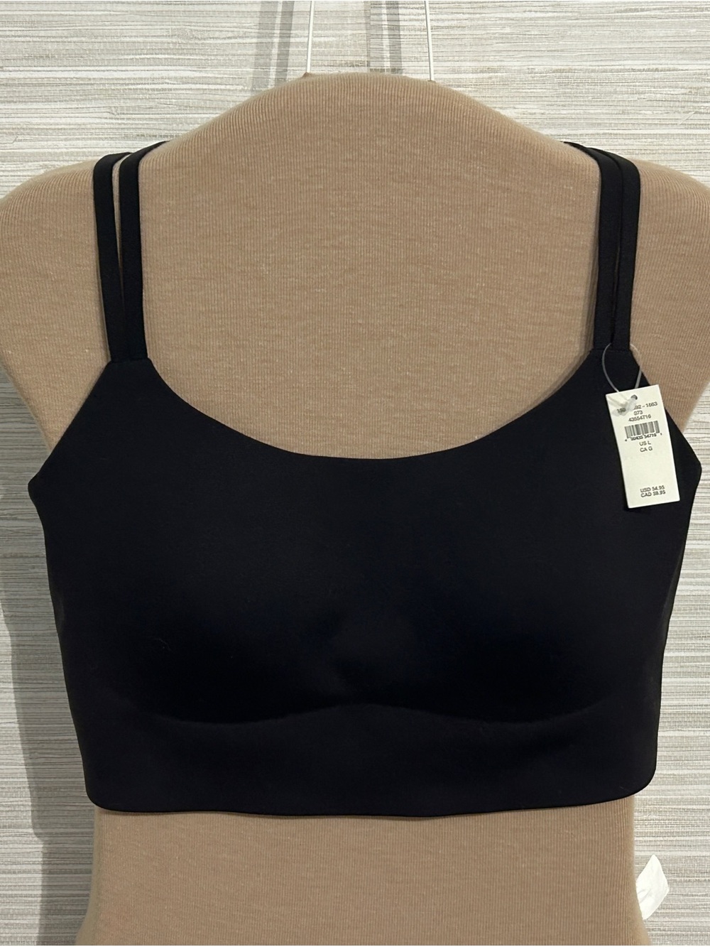 NWT Offline by Aerie Real Me Black Double Strap Sports Bra Women's Size Large